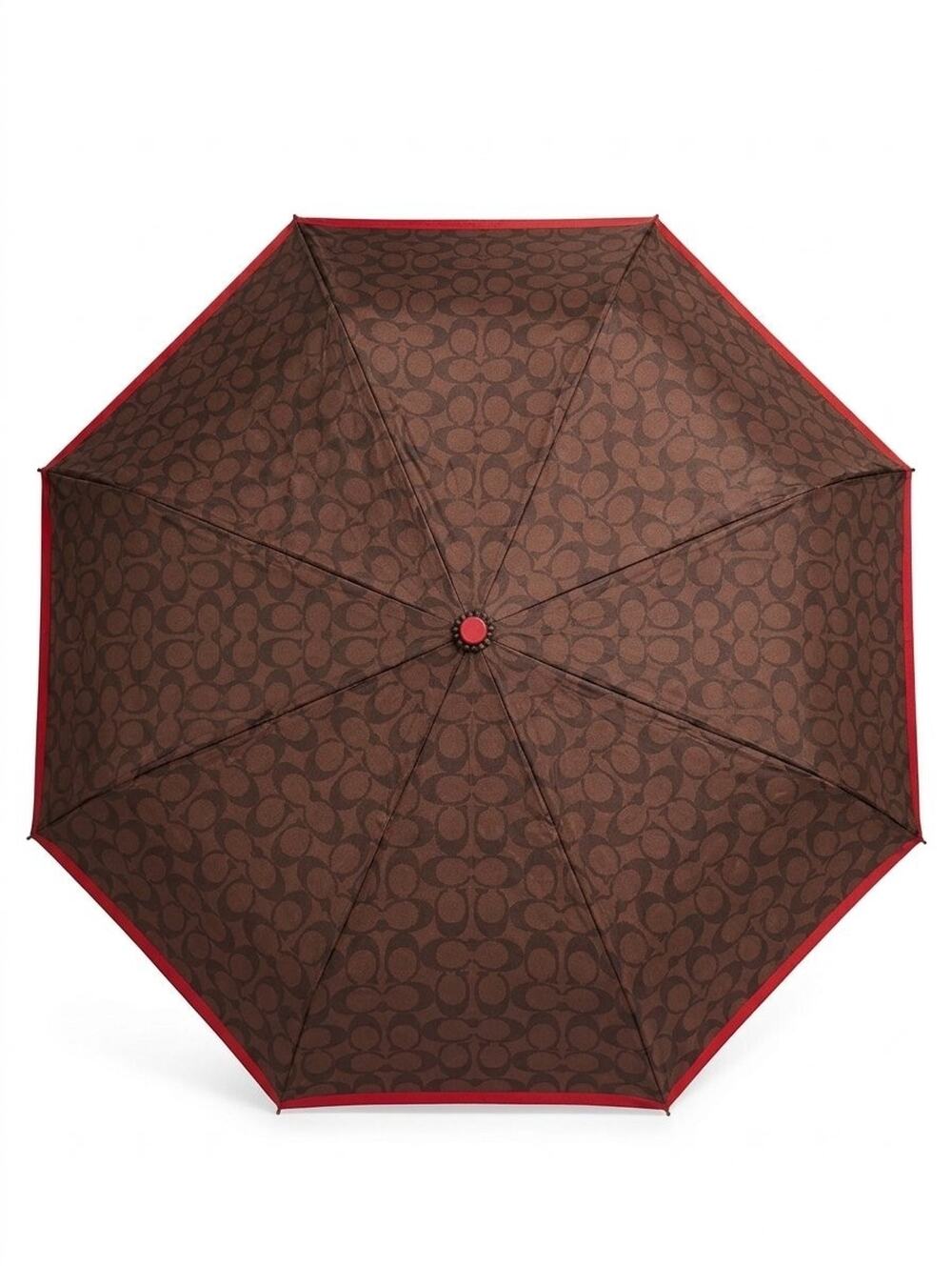 Coach Signature Mini Umbrella In The Chestnut 1941 Red Colorway Model C4322